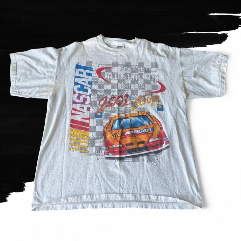 Vintage NASCAR Shirt Mens White Racing Winston Cup Series 2001